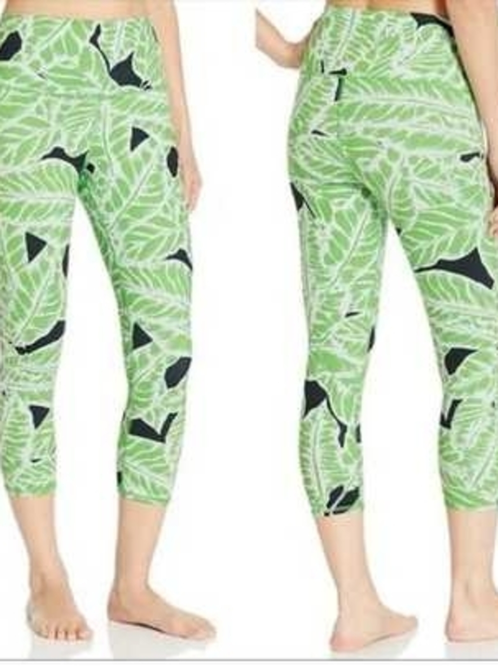 ALO Yoga Green Leaf Print Capri Leggings Tropical Vacation L